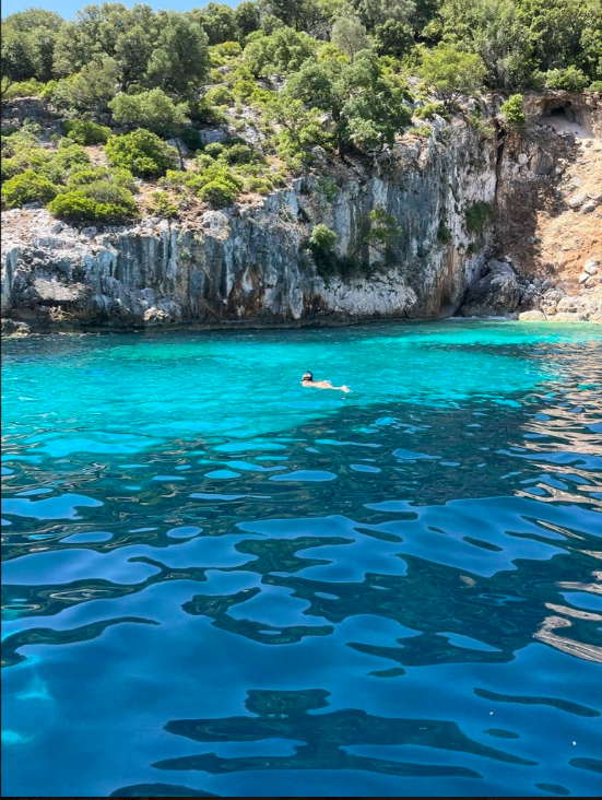 View of a stunning swimming bay in Fiskardo